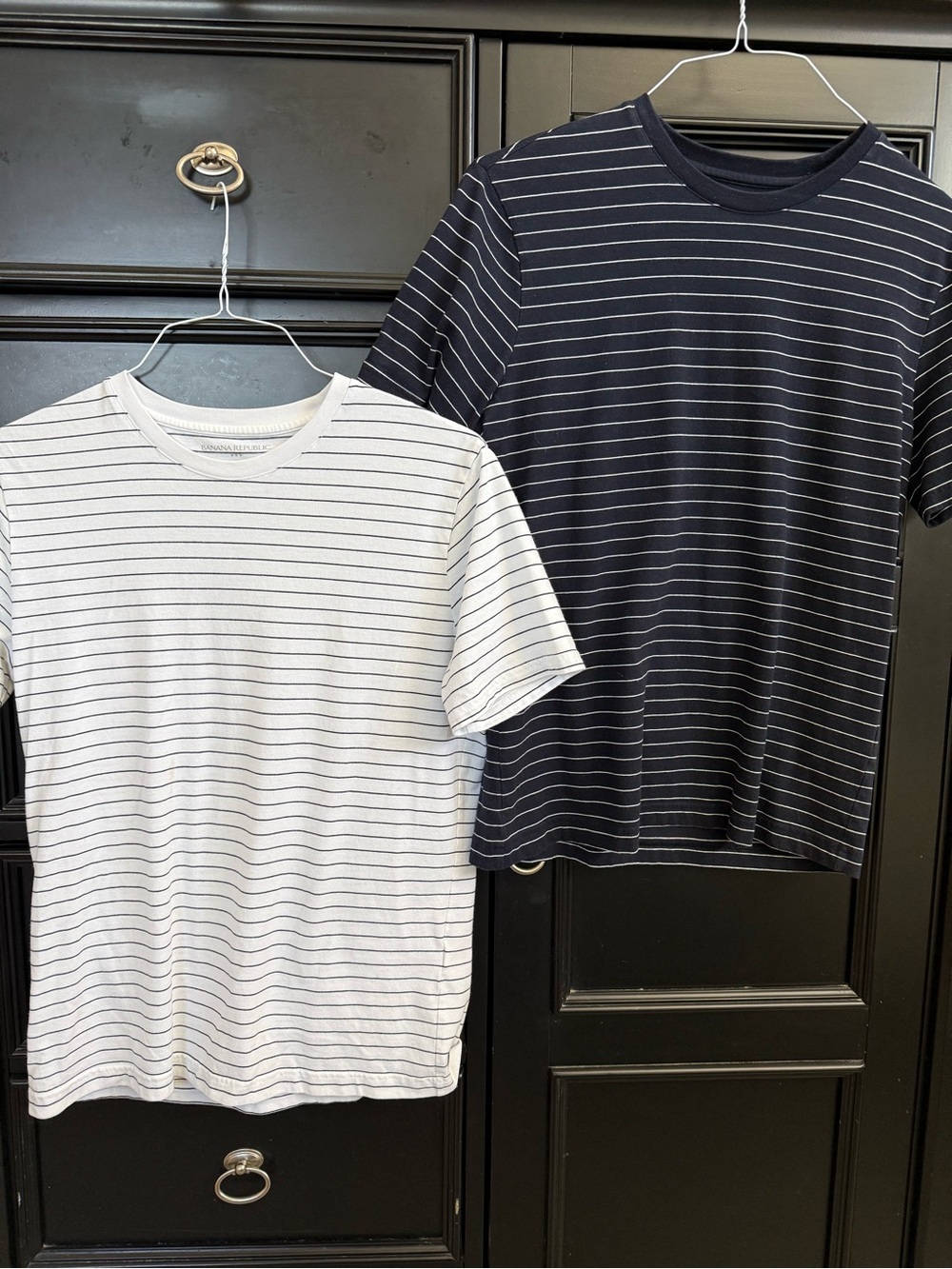 Banana Republic Striped Short Sleeve Tees - White & Navy